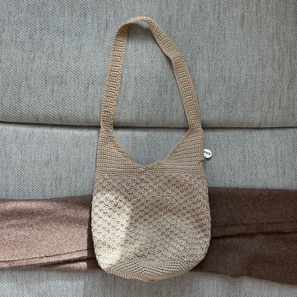 The Sak Tan Shoulder Bag with Woven Texture